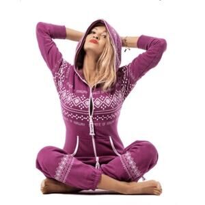 Onepiece of Norway Purple Snowflake Zippered Jumpsuit Small SB